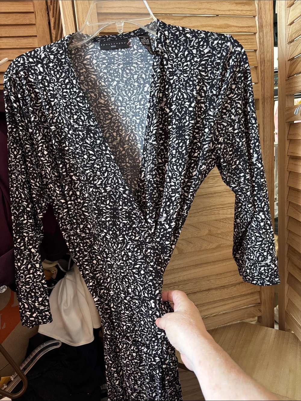 Apostrophe Black and White Printed Wrap Dress Medium Petite